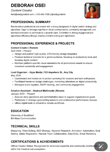 Professional CV Sample 25
